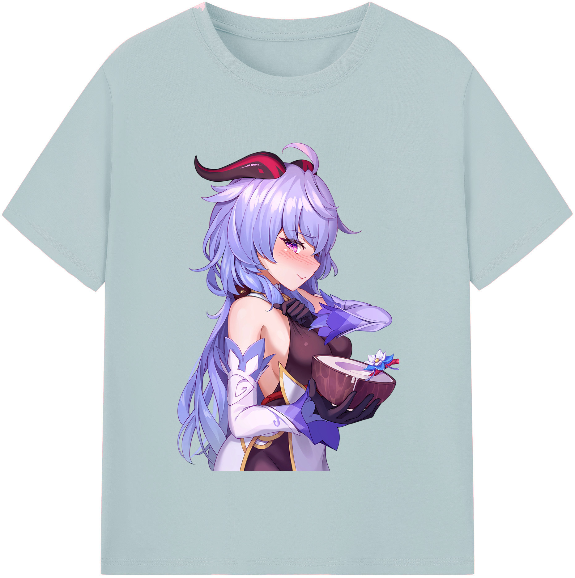 げんし神 甘雨 かんう genshin Ganyu 綿100％半袖Tシャツ（フロントプリント）